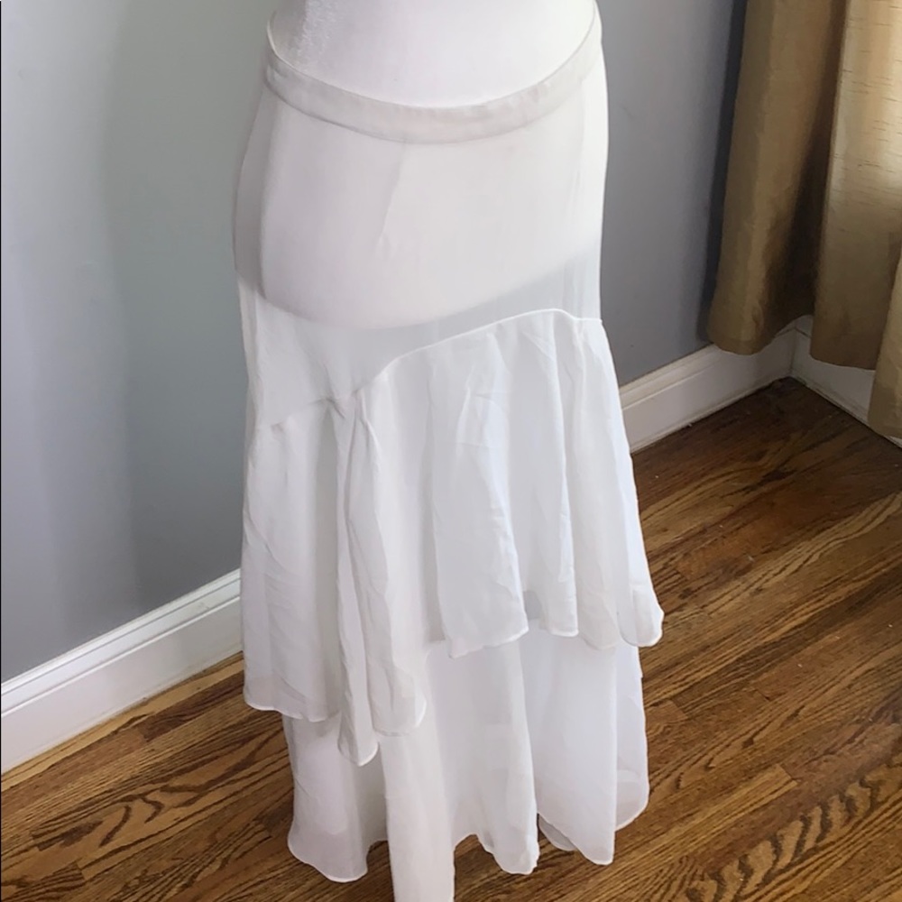 Anthropologie Sheer White Tiered Ruffle Skirt S - Picture 2 of 8